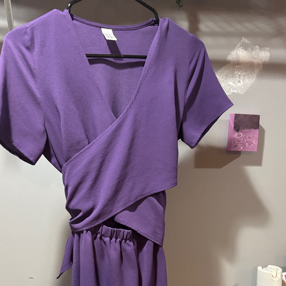 Purple Wrap-Front Jumpsuit